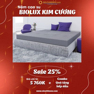 Tiết kiệm ngay 25% với nệm Biolux Kim Cương